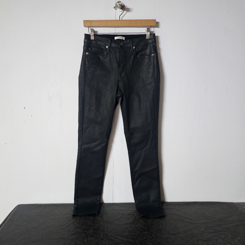 Good American Black Skinny Coated Denim Pants